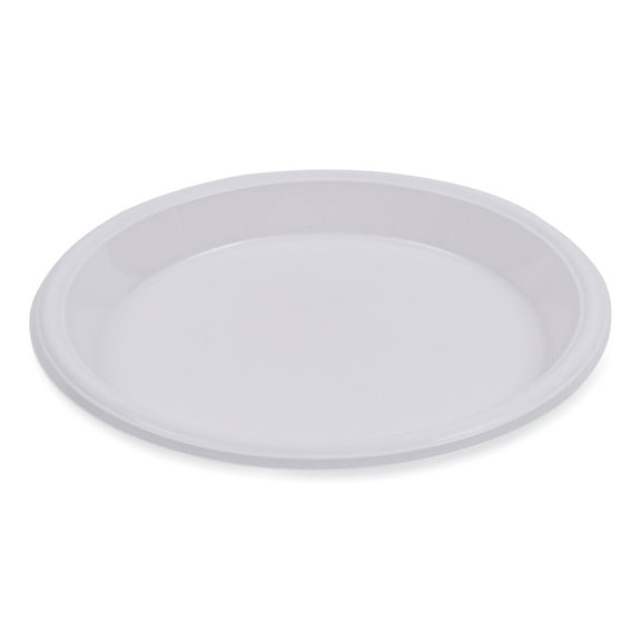 Boardwalk Hi-Impact Plastic Dinnerware, Round Plate, 10" dia, White, 500/Carton
