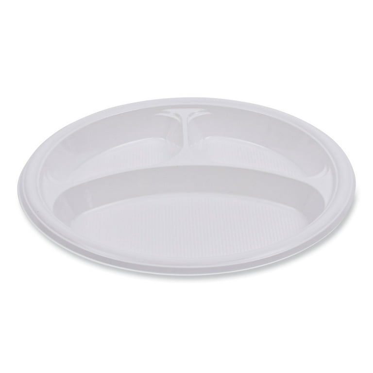 Hi-Impact Plastic Dinnerware, Plate, 3-Compartment, 10 Hi-Impact Plastic Dinnerware, Plate, 3-Compartment, 10