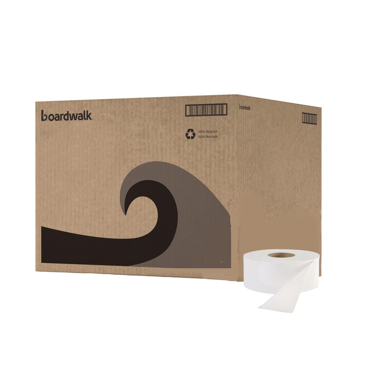 Boardwalk JRT Jr. Toilet Paper, Jumbo, Septic Safe, 1-Ply, White, 3.3" x 2,000 ft, 12/Carton