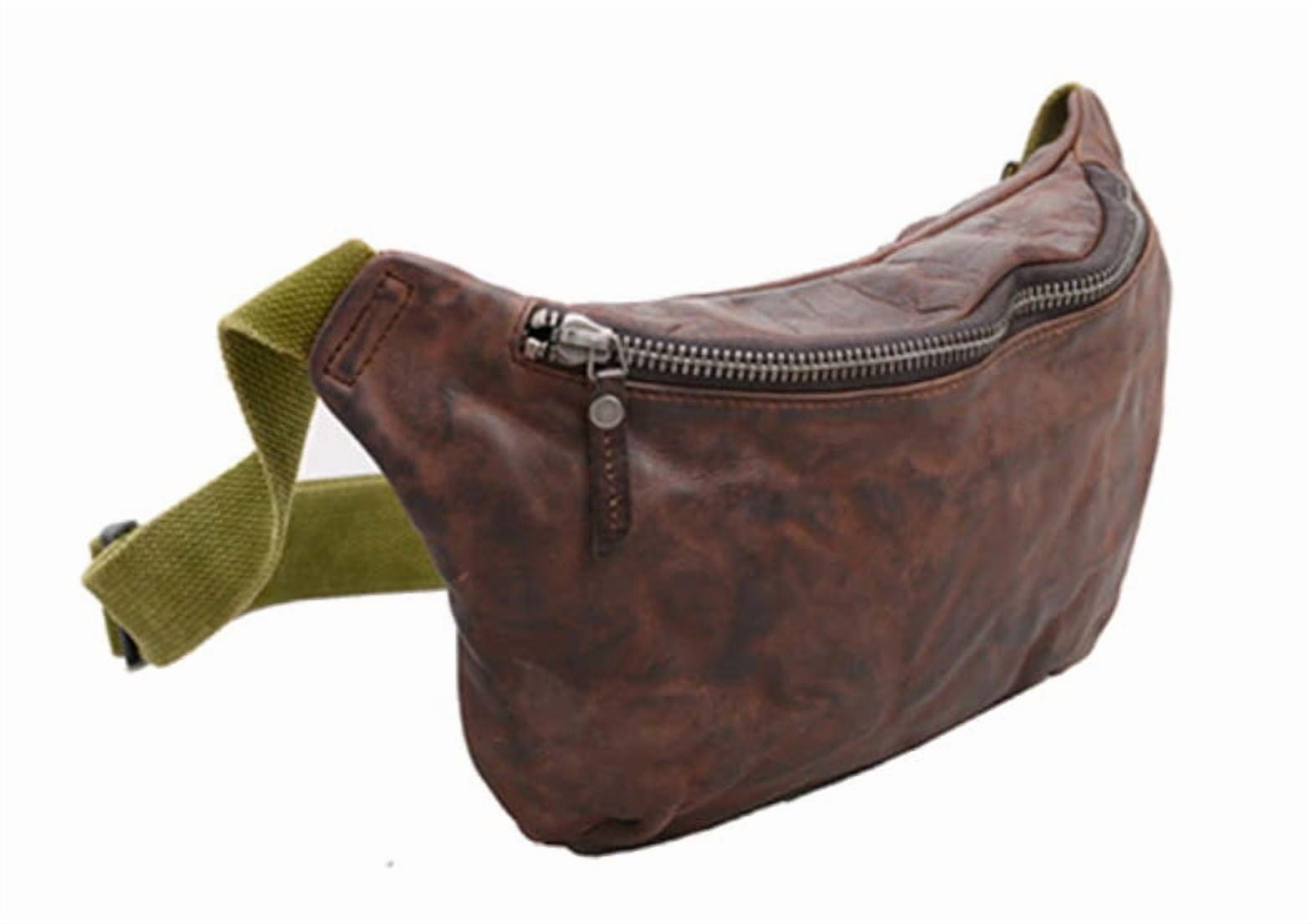"Boardwalk" Jumbo Vintage Top Layer Leather Waist Fanny Pack & Sling