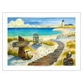 thumbnail image 1 of Boardwalk to the Lighthouse - Beach Chair Ocean View - From an Original Watercolor Painting by Robin Wethe Altman - Fine Art Matte Paper Print (Unframed) 18x24in, 1 of 4