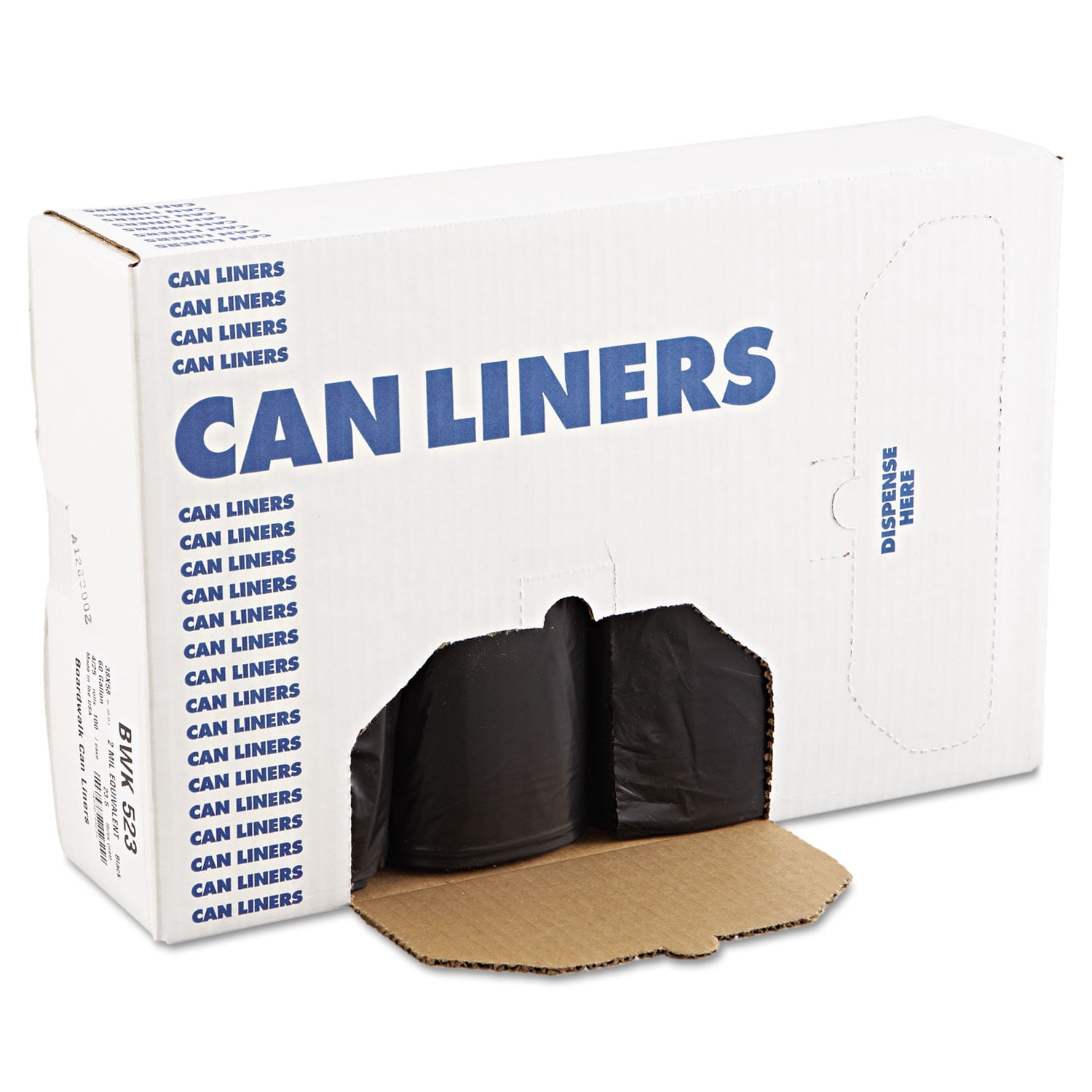 Boardwalk® Low Density Repro Can Liners, 60 Gal, 1.6 Mil, 38" X 58", Black, 100/carton