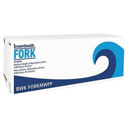 Boardwalk Mediumweight Polypropylene Cutlery, Fork, White, 1000/Carton