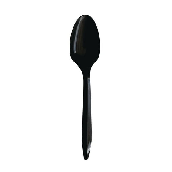 Boardwalk BWKSPOONBLPPIW Mediumweight Individually Wrapped Polypropylene Plastic Spoon Cutlery - Black (1000/Carton)