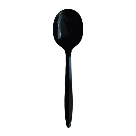 Boardwalk BWKSOUPBLPPIW Mediumweight Wrapped Polypropylene Plastic Soup Spoon Cutlery - Black (1000/Carton)