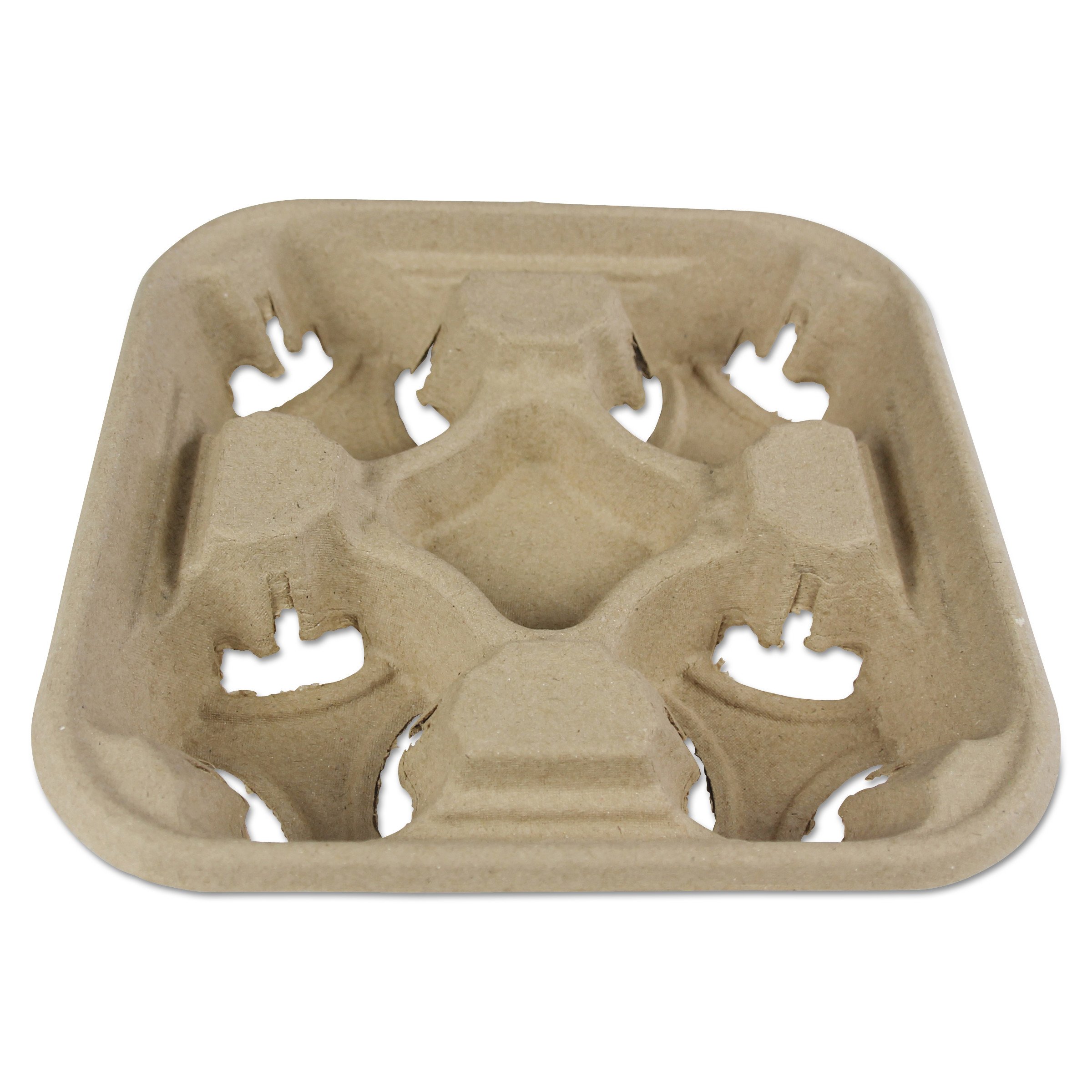 Boardwalk® Molded Fiber Cup Tray, 8-32 Oz, Four Cups, 300/carton