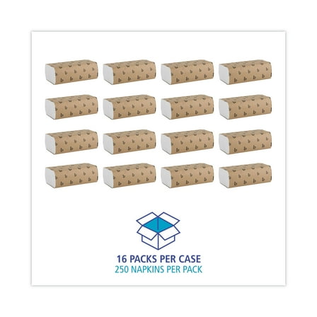 Boardwalk Multifold Commercial Paper Towels, 1-Ply, 16 Packs, 250 Sheets per Pack, White