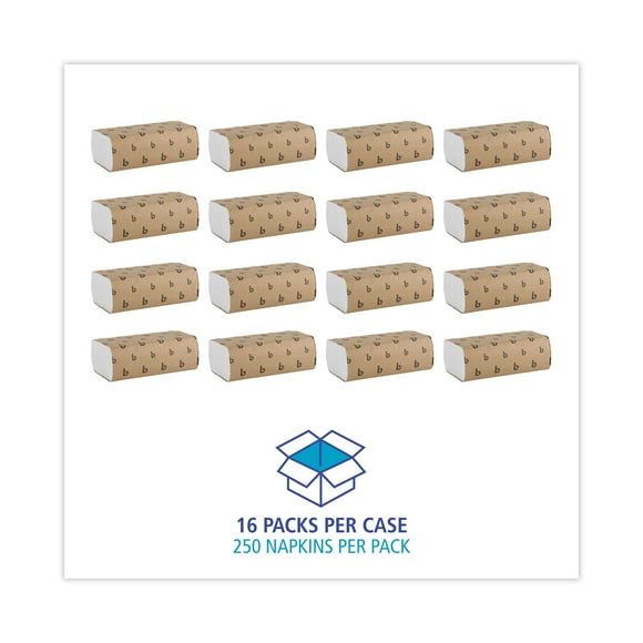 Boardwalk Multifold Commercial Paper Towels, 1-Ply, 16 Packs, 250 Sheets per Pack, White