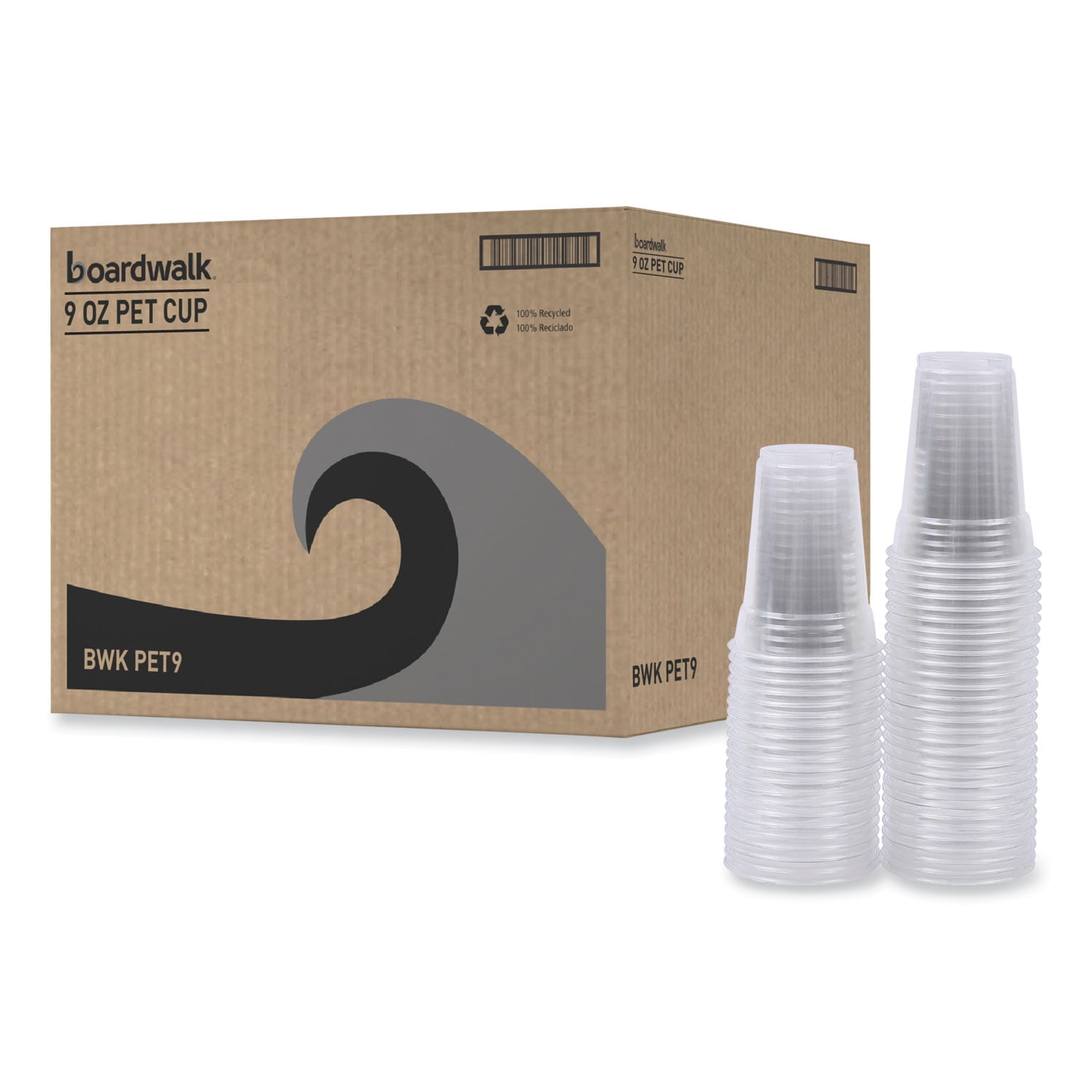 Boardwalk New Clear Plastic Disposable Cold Cups, 9 oz, PET, 50 Cups/Sleeve, 20 Sleeves/Carton
