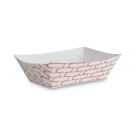 Boardwalk 1 lbs. Capacity Red/White Paper Food Baskets - 1000 Count