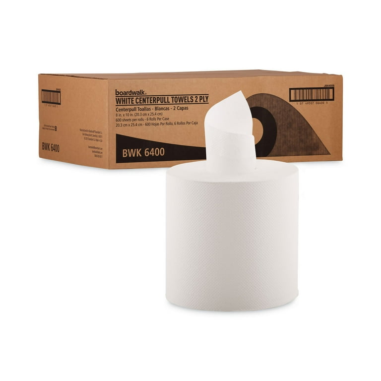 Center-Pull Hand Towels, 2-Ply, Perforated, 7.87 x 10, White, 600/Roll, 6 Rolls/Carton Center-Pull Hand Towels, 2-Ply, Perforated, 7.87 x 10, White, 600/Roll, 6 Rolls/Carton