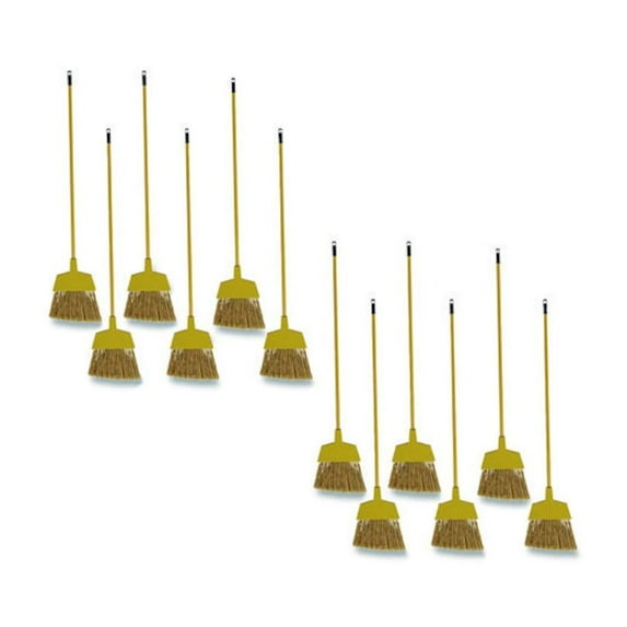 Boardwalk Poly Bristle Angler Broom, 53" Handle, Yellow, 12/Carton