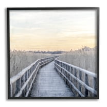Boardwalk Reeds Rural Path Landscape Graphic Art Black Framed Art Print Wall Art