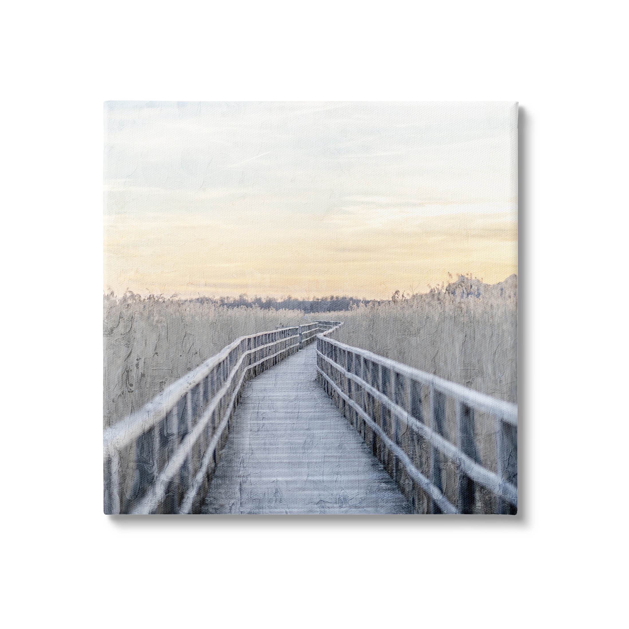 Boardwalk Reeds Rural Path Landscape Graphic Art Gallery Wrapped Canvas Print Wall Art