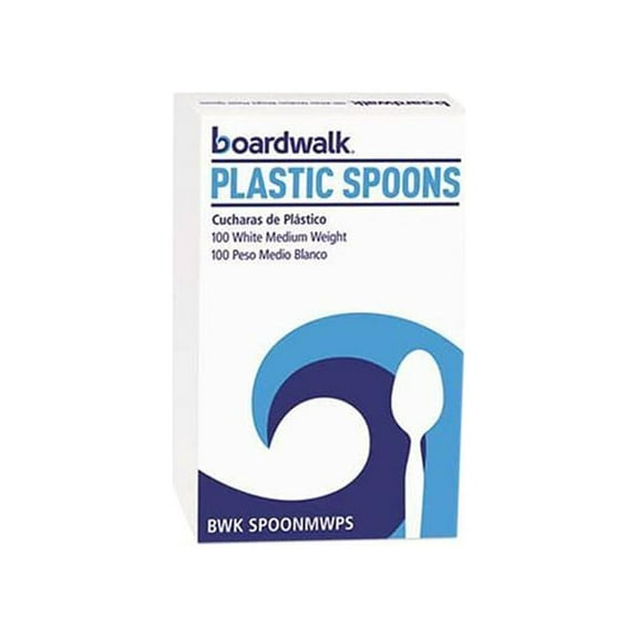 Boardwalk SPOONMWPSBX Full-Length Polystyrene Cutlery, Teaspoon, White, 100/Box, 1 Box