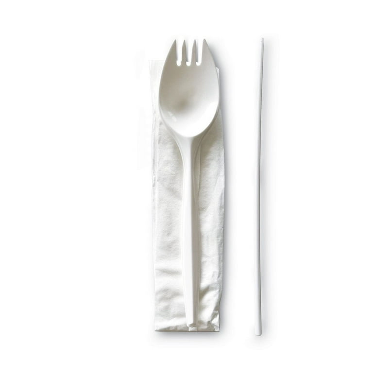 School Cutlery Kit, Napkin/Spork/Straw, White, 1000/Carton School Cutlery Kit, Napkin/Spork/Straw, White, 1000/Carton