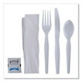 thumbnail image 1 of Boardwalk Six-Piece Cutlery Kit, Condiment/Fork/Knife/Napkin/Spoon, Heavyweight, White, 250/Carton, 1 of 8