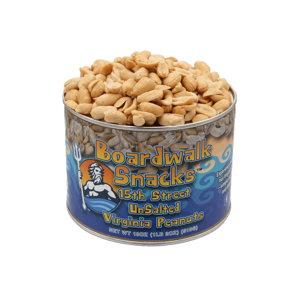 Boardwalk Snacks 15th Street Unsalted Virginia Peanuts, Healthy Snack Nuts, Non-GMO, 18oz