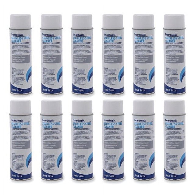 Boardwalk Stainless Steel Cleaner and Polish, Lemon, 18 oz Aerosol Spray, 12/Carton