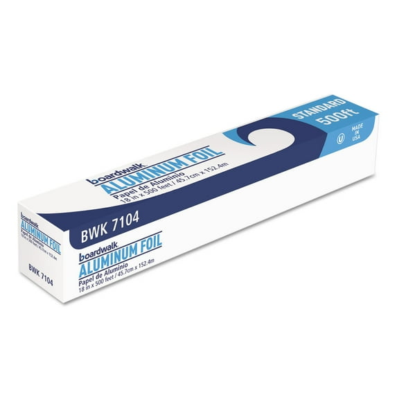 Boardwalk Standard Aluminum Foil Roll, 18" x 500ft, 14 Micron Thickness, Silver BWK 7104