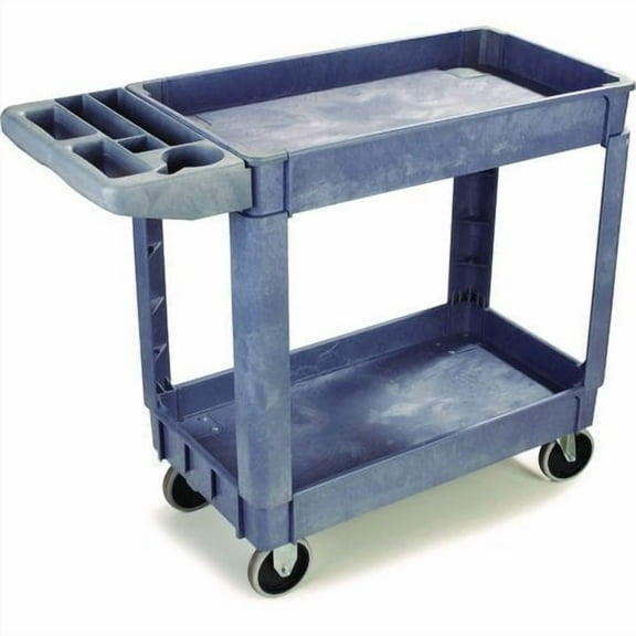 Boardwalk Two-Shelf Utility Cart, Plastic, 2 Shelves, 500 lb Capacity, 17.25" x 40" x 33.5", Gray