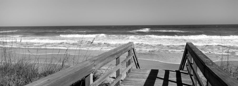 Boardwalk leading towards a beach Playlinda Beach Canaveral National Seashore Titusville Florida USA Canvas Art - Panoramic Images (13 x 36)