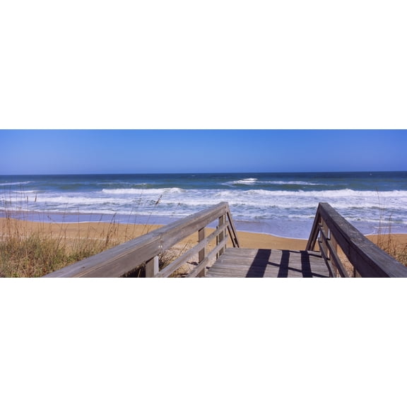 Boardwalk leading towards a beach Playlinda Beach Canaveral National Seashore Titusville Florida USA Canvas Art - Panoramic Images (36 x 12)