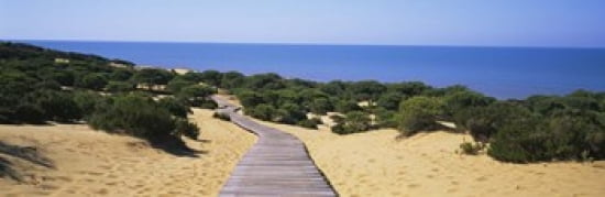 Boardwalk on the beach Cuesta De Maneli Donana National Park Huelva Province Spain Canvas Art - Panoramic Images (36 x 12)