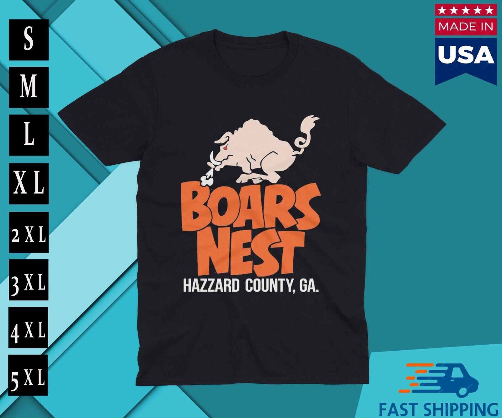 Boars Nest The Dukes of Hazzard Logo TV ShoW tshirt USA MADE IN USA