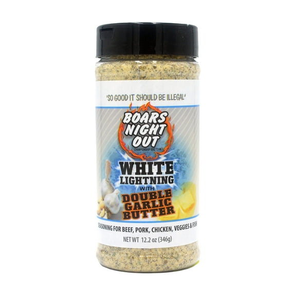 Boars Night Out Double Garlic Butter Seasoning - Mild BBQ Powder - 12.2 oz Bottle