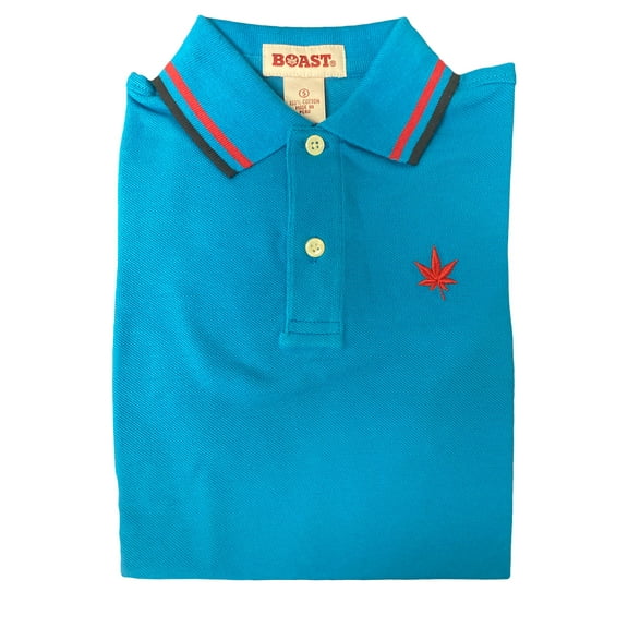 Boast Boy's Tipped Pique Polo Shirt, Large, Bright Blue