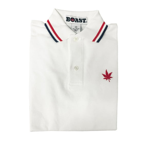 Boast Boy's Tipped Pique Polo Shirt, Small, White