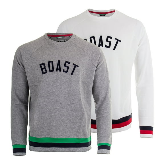 Boast Men's Arch Logo Crewneck Sweatshirt, Large, Heather Grey