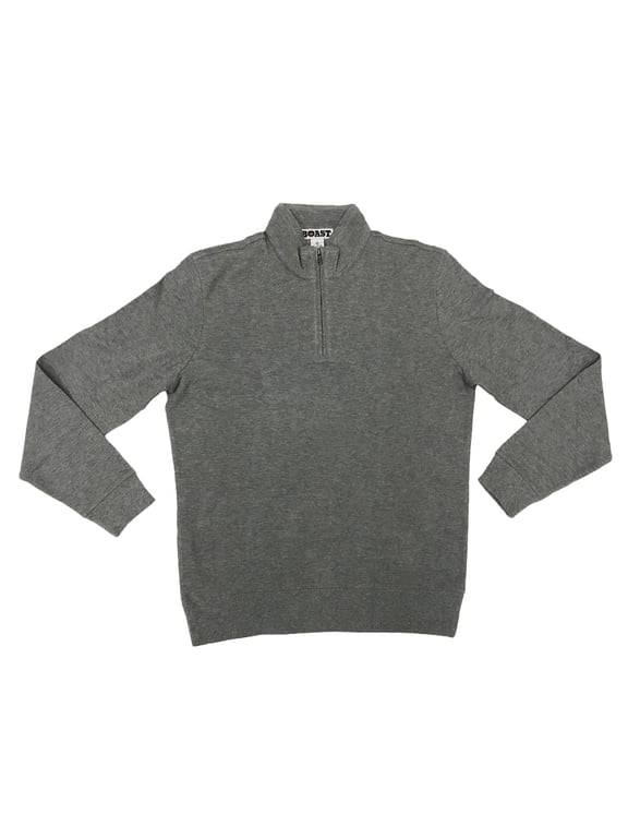 Men's Double Faced Quarter Zip Track Pullover Jacket, Medium, Heather Gray