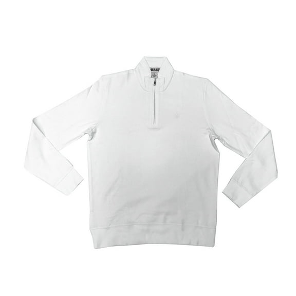 Boast Men's Long Sleeve Cotton Pique 1/4 Zip Track Jacket, Medium, White