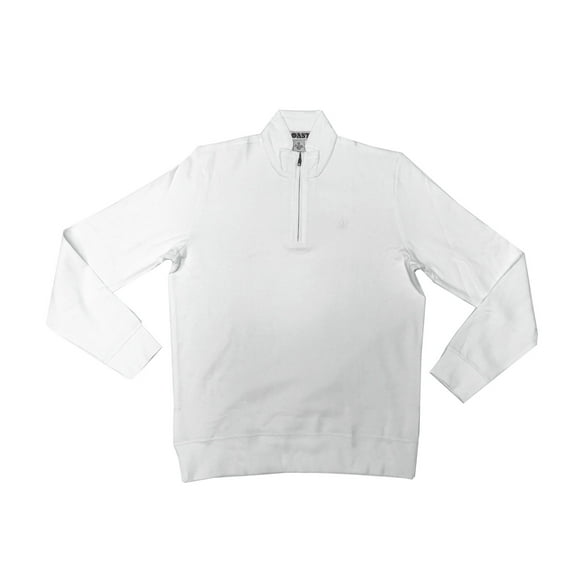 Boast Men's Long Sleeve Cotton Pique 1/4 Zip Track Jacket, X-Large, White