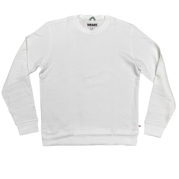 Boast Men's Solid Crewneck Sweatshirt, Medium, White