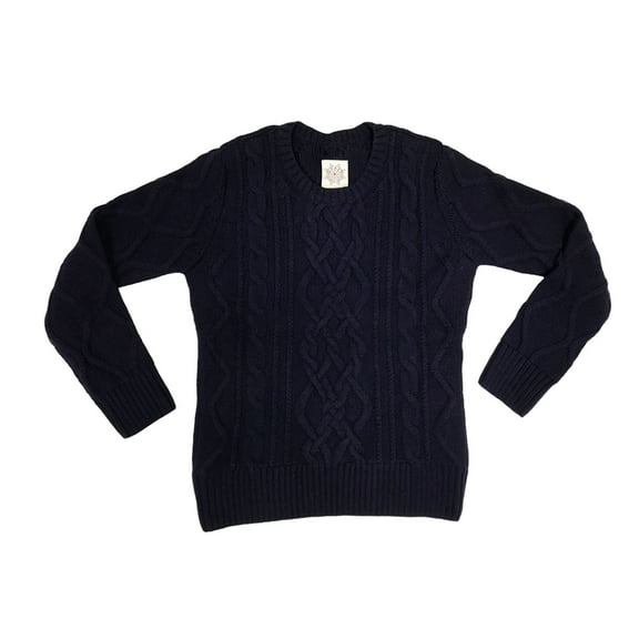 Boast Women's Chunky Cable Knit Crewneck Sweater, Large, Navy