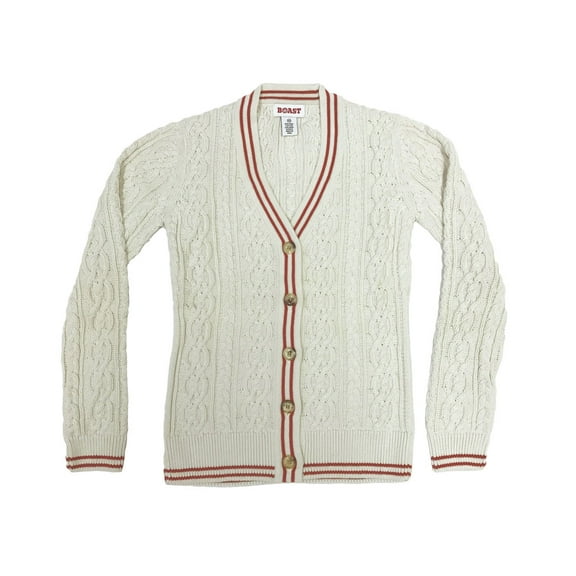 Boast Women's V-Neck Tipped Cardigan, X-Small, Ivory