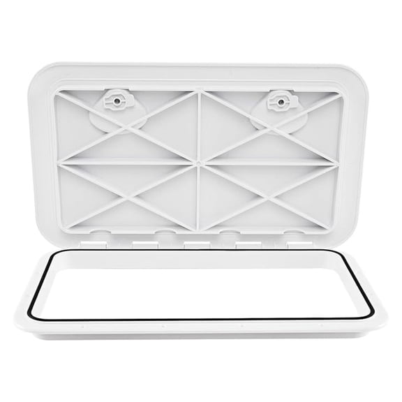 Boat 24" x 14", Marine Deck Access & Lid with 180 Degree Lid Hinge, Non-Slip Surface, Leak-Proof Rubber Seal, White Rectangle, Easy to Install