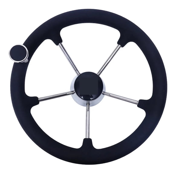 Boat Accessories Marine 13-1/2" Boat Stainless steel Steering Wheel with Polyurethane Foam Black Excellent feel Fits 3/4" Shaft