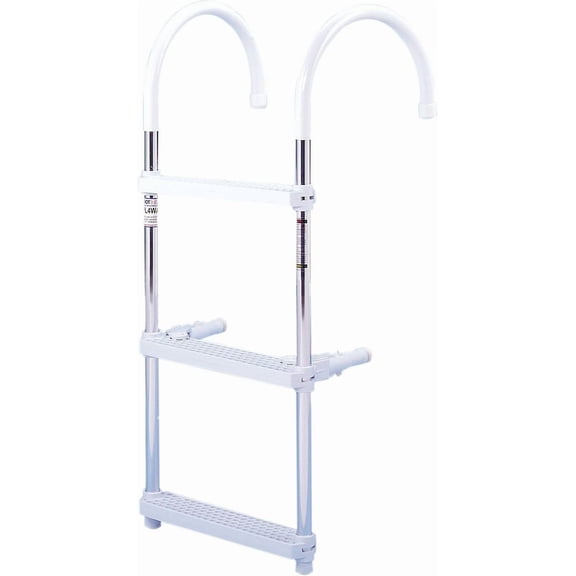 Boat Aluminum 3 Step Ladder  Folding Gunwale Hook Design, 11" Wide Hooks, Non-Marking Support Legs, 250 lb Capacity  Durable Marine Boarding Solution