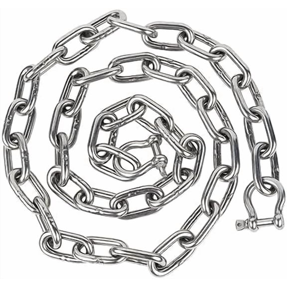 Boat Anchor Chain, 316 Stainless Steel Marine Grade Anchor Lead Chain with Dual 5/16 Inch Lock Ring Shackles for Boats, Works with Different Anchors