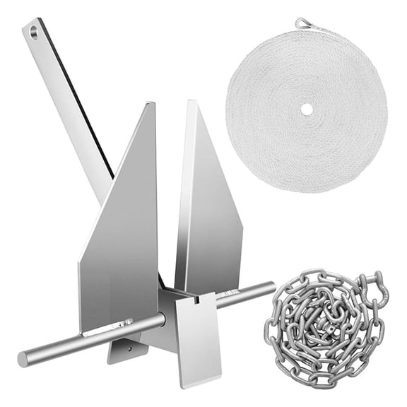 Boat Anchor Kit 13 lb Style Anchor, Hot Dipped Galvanized Steel Anchor, Marine Anchor with Anchor, Rope, Shackles, Chain for Boat Mooring on The Beach, Boats from 20'-32'