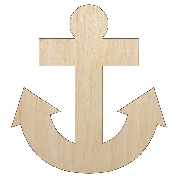 Boat Anchor Nautical Wood Shape Unfinished Piece Cutout Craft DIY Projects - 6.25 Inch Size - 1/8 Inch Thick