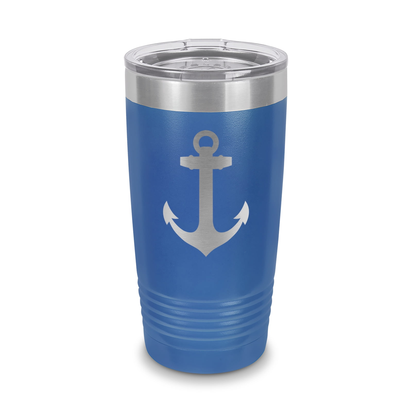 LaserGram 30oz Tumbler Mug With Boat Anchor Design - Personalized Engraving, Vacuum Insulated, Spill-Resistant Lid