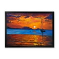 thumbnail image 1 of Boat At The Lake During Evening Glow IX 40 in x 30 in Framed Painting Canvas Art Print, by Designart, 1 of 4