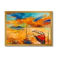thumbnail image 1 of Boat At The Lake During Evening Glow VIII 32 in x 16 in Framed Painting Canvas Art Print, by Designart, 1 of 4