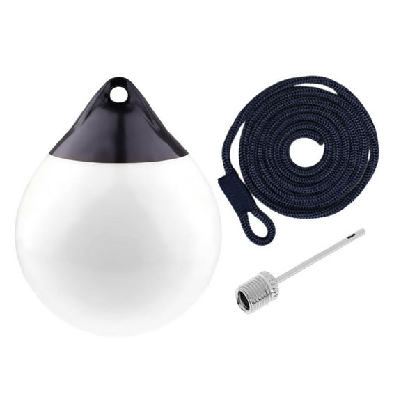Boat Ball Mooring Buoy Anti Collision Inflatable Dock Edge Round Protection Dock Anchor Buoy for Sailboats Row Boats Boat Dock White w Black Rope