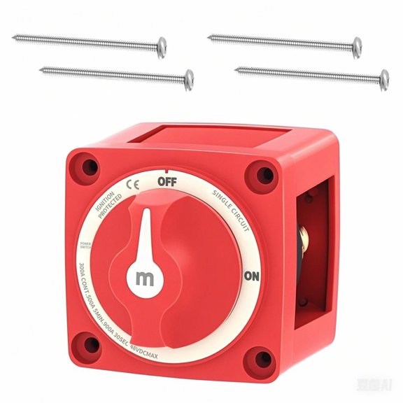 Boat Battery Disconnect Switch Waterproof 12V 48V Battery Shut Off Switch ON/Off 300A Heavy Duty & Ignition Protected Power Kill Switch for Marine Car RV Truck with Knob, Red$$Watercraft